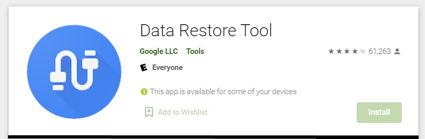Aplikasi Data Restore Tool Dari Google